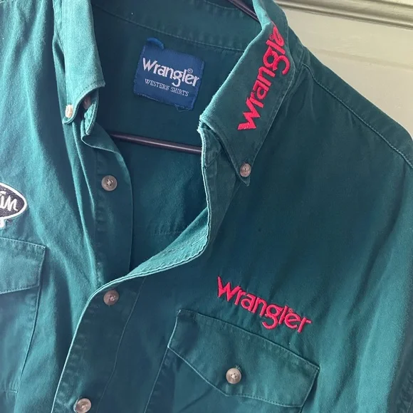 Wrangler Justin Boots Embroidered Rodeo Button Down Shirt